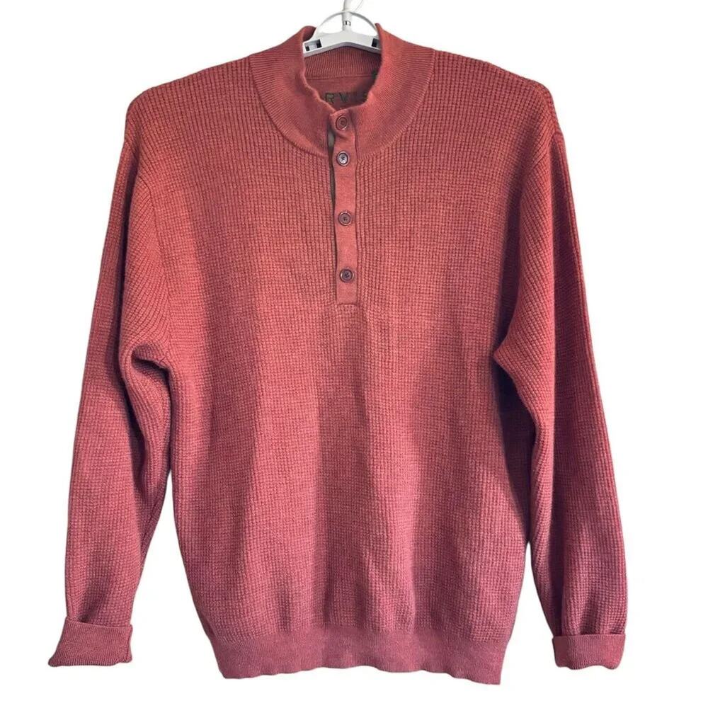 Orvis Men's Size Xl Rust Orange Button Front Meri… - image 1